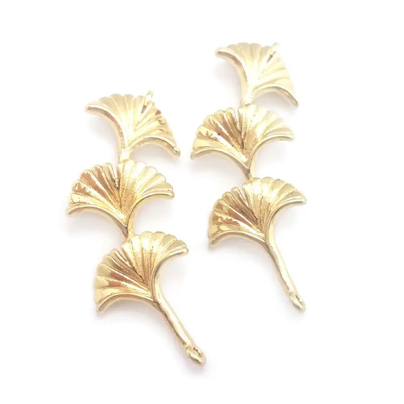 10PCS 18K Gold Color 2 Holes Ginkgo Leaves Connect Charms Pendants High Quality Necklace Accessories Rosediy official-website