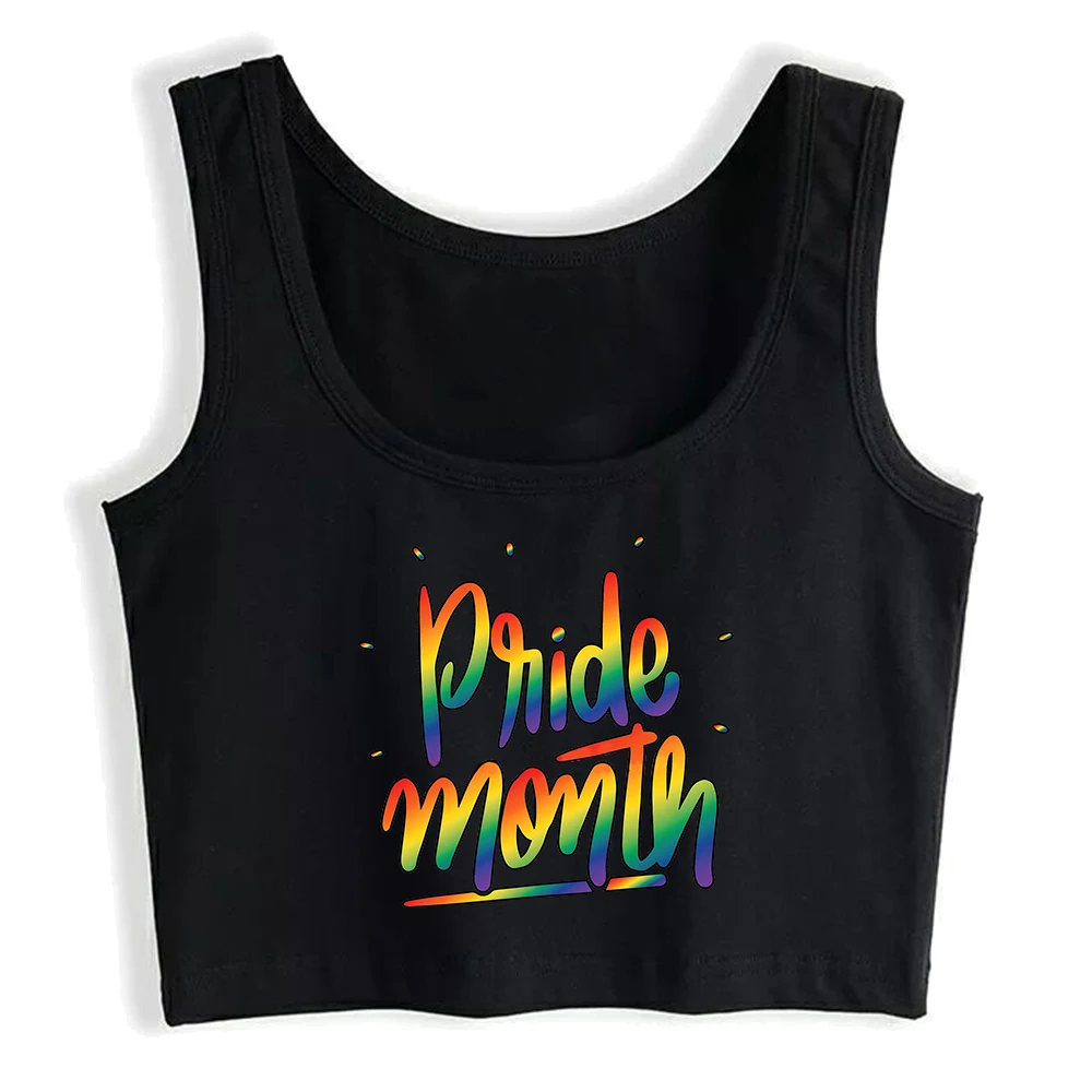 Pride Month Graphic Sexy Slim Fit Crop Top LGBTQ Cotton Sports Tank Top Bisexual Creative Rainbow Design Camisole