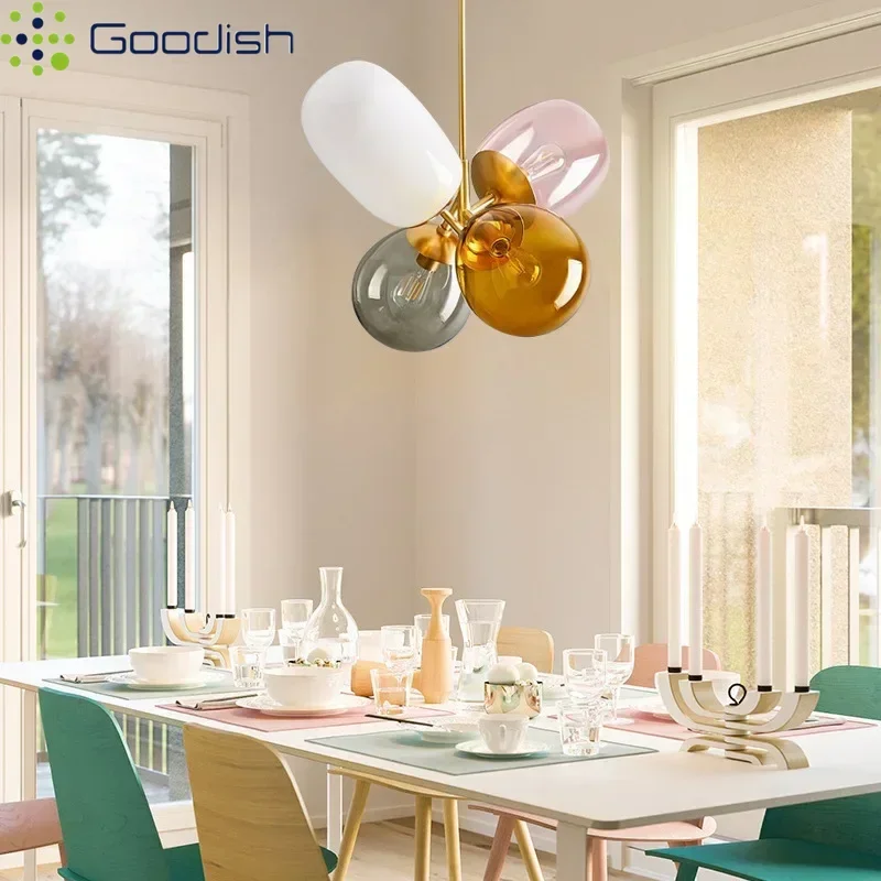 

Современные скандинавские светодиодные подвесные светильники, стеклянные подвесные светильники в форме воздушного шара для гостиной, столовой, спальни, украшения дома, люстра