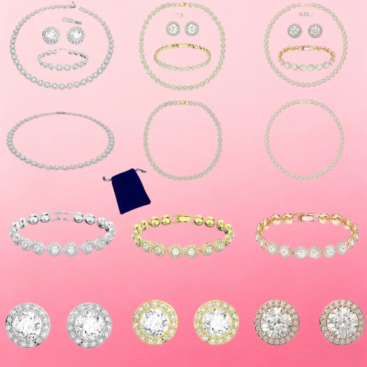 

S925 Pure Silver High-quality Classic Luxury Necklace Bracelet Earrings Una Angelic Set