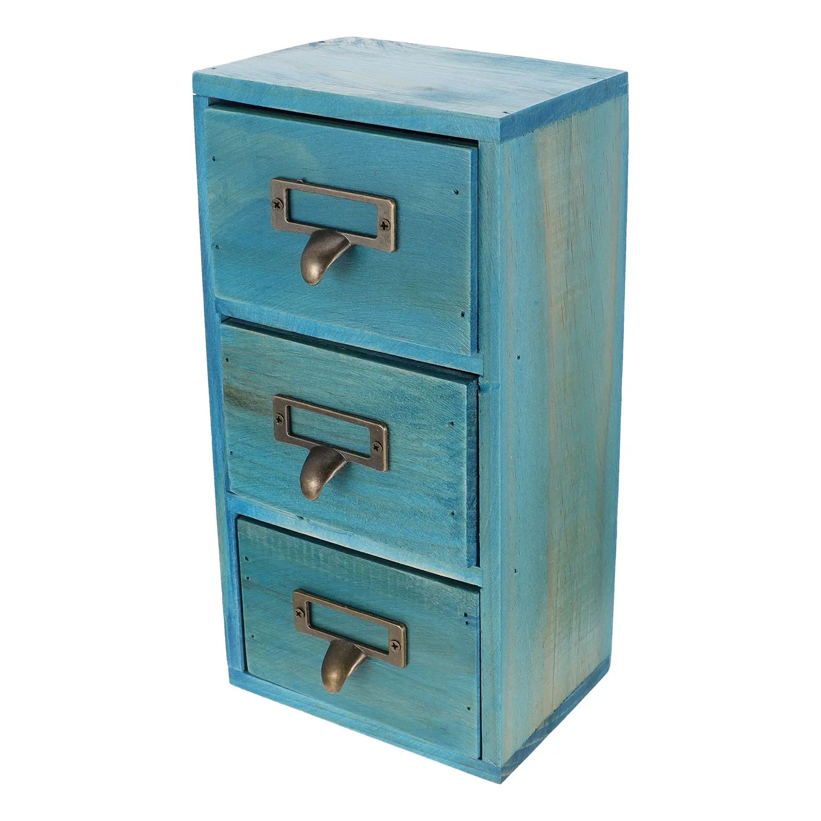 Wooden Storage Box Desk ganizer Drawers Blue Multi Functional Compartment Container Space Saving Home Office Use Premium Wood