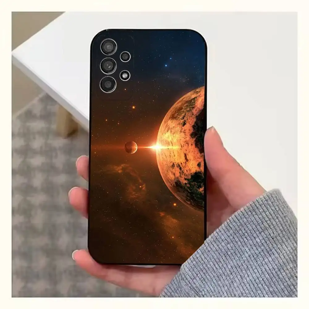 حافظة هاتف Space Art Planet Stars لهاتف سامسونج S25، S24، S23، S22، S20، S21، S10، Ultra، Plus، Lite، FE، غطاء أسود من السيليكون الناعم #2
