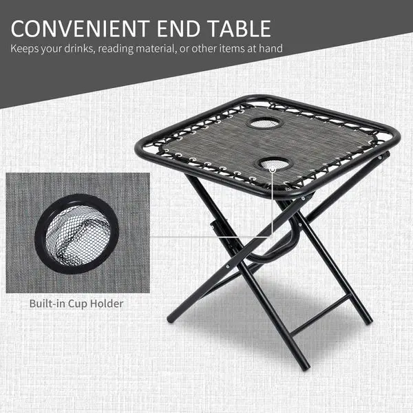 Conjunto de cadeiras Outsunny Zero Gravity com mesa lateral, cadeira reclinável dobrável com porta-copos e travesseiros, espreguiçadeira ajustável