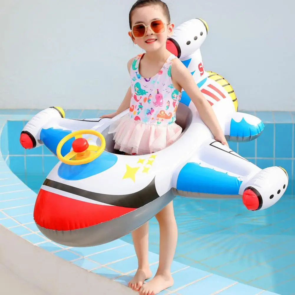 

Kids Airplane Infant Float Pool Swimming Ring Inflatable Circle Baby Seat with Steering Wheel Summer Beach Party Pool Toys