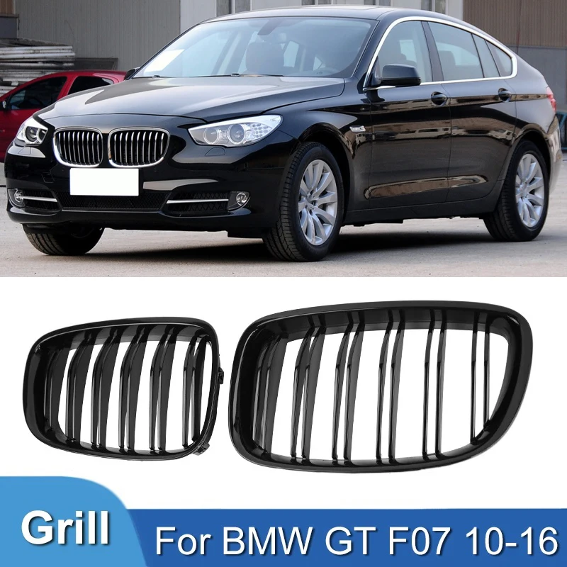 Pulleco For BMW 5 Series GT F07 520 528 530 535 550 Car Glossy Black Front Grill Bumper Hood Kidney Grille Racing Grills 10-16