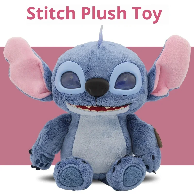 2026 America Lilo & Stitch Peluche Morbido Farcito Cartoon Stitch 3d Incandescente Suono Giocattolo Peluche Compleanno Cuscini di tiro Per I Bambini