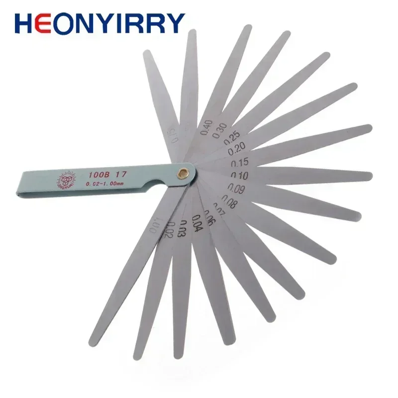 17 Blades Feeler Gauge Thickness Gauges Measurment Tool Gap Wedge for Engine Valve Adjustment 0.02-1mm Percision Measuring Tools