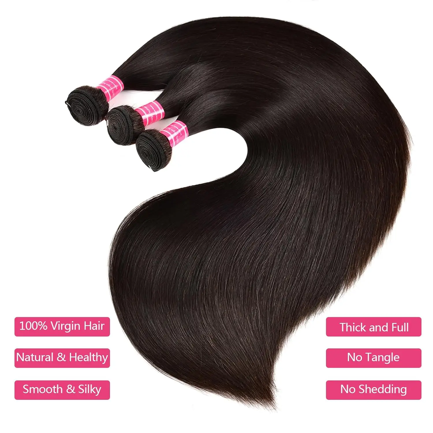 บราซิลตรงผมมนุษย์ 30 32 34 นิ้ว 10A 100% ที่ยังไม่ได้ Virgin Human Hair สาน 3 รวมกลุ่ม Deal ธรรมชาติสีดํา