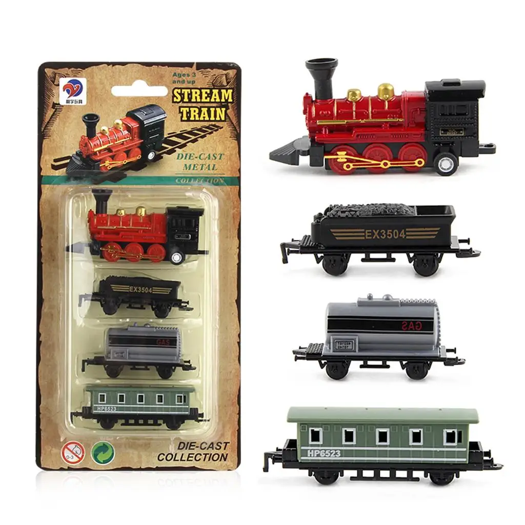 Kinderen Terugtrekken Diecast Voertuigset, Mini-Legering Vintage Stoomtrein Speelgoed Cadeau-Feestartikelen-Rood