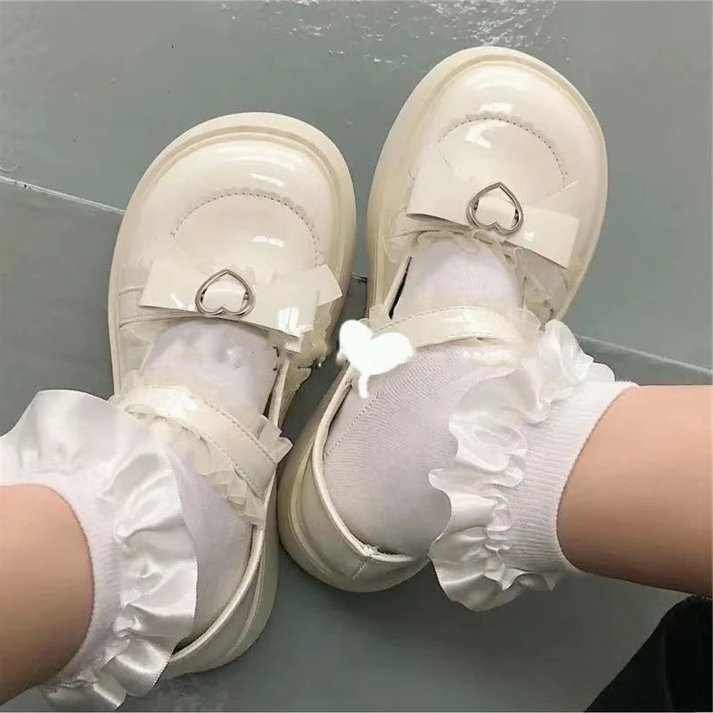 

Japanese Jk Cute Student Princess Spring And Autumn Thick Bottom Shoes Mary Jane Pu Leather Lolita Mid Heel Wedge Shoes