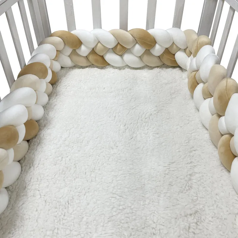 4 Knotted 2-4M Tresse De Lit Crib Bumper Skin-Friendly Fabric Baby Room Decor Handmade Cushion Knotted Braid Pillow Soft Pad