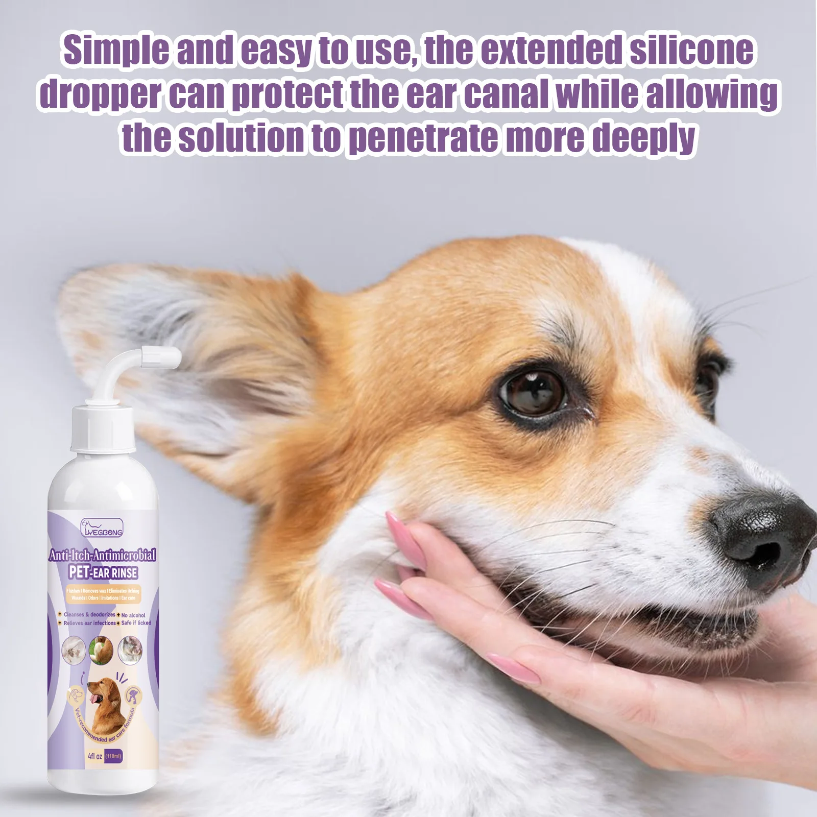 Pet ear cleaning solution cats and dogs relieve ear odor, clean earwax and wash ear drops.