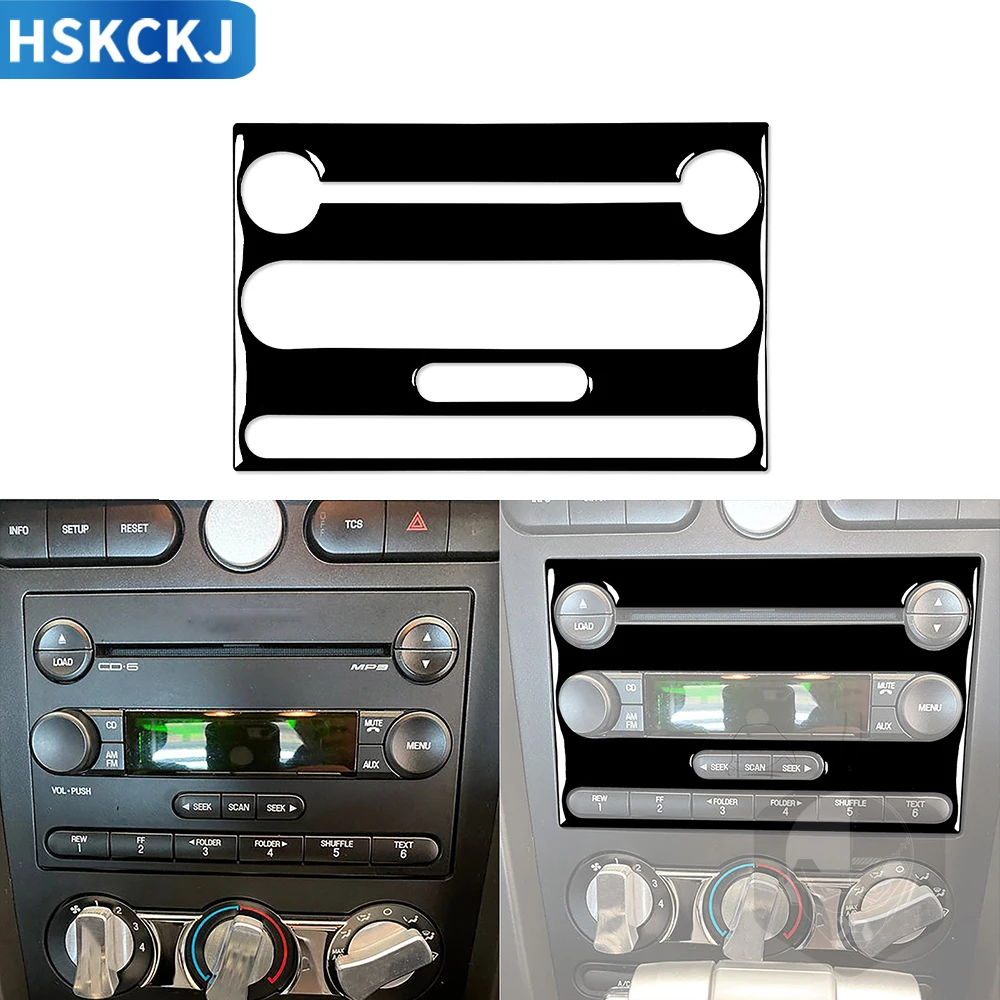 

Для Ford Mustang 2005 2006 2007 2008 2009, аксессуары, автомобильная черная внутренняя радиопанель, отделка компакт-диска, наклейка, пластиковое украшение