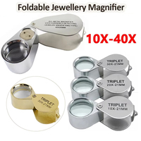 10X-40X Foldable Jewellery Magnifier 40X Portable Magnifier / 10X 20X 30X Magnification Metal Magnifier for Jewellery Coins Read