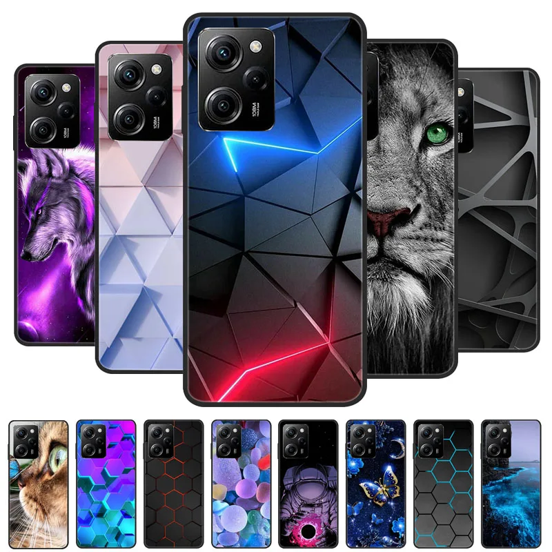 For Xiaomi Poco X5 5G Case Cover Lion Tiger Cat Black Silicone Soft Back Cover Cases For Poco X5 Pro Case Coque POCOX5 X5Pro