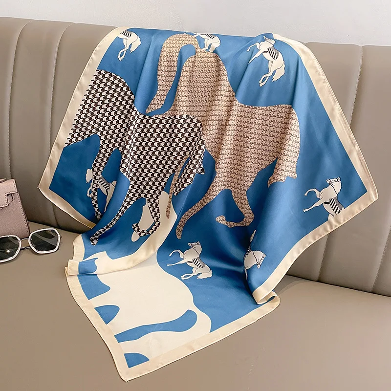 2024 Design Mode quadratischen Seiden schal Frauen Haarband gedruckt kleine Satin Schals Foulard Halstuch weibliche Stirnbänder Bandana – Detail 10