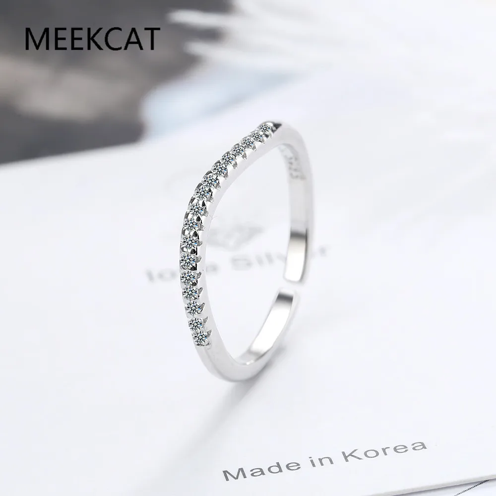 Test Passed Moissanite Ring Matching Wedding Diamond Band for Women 925 Sterling Silver Female Crown Single Tail Ring