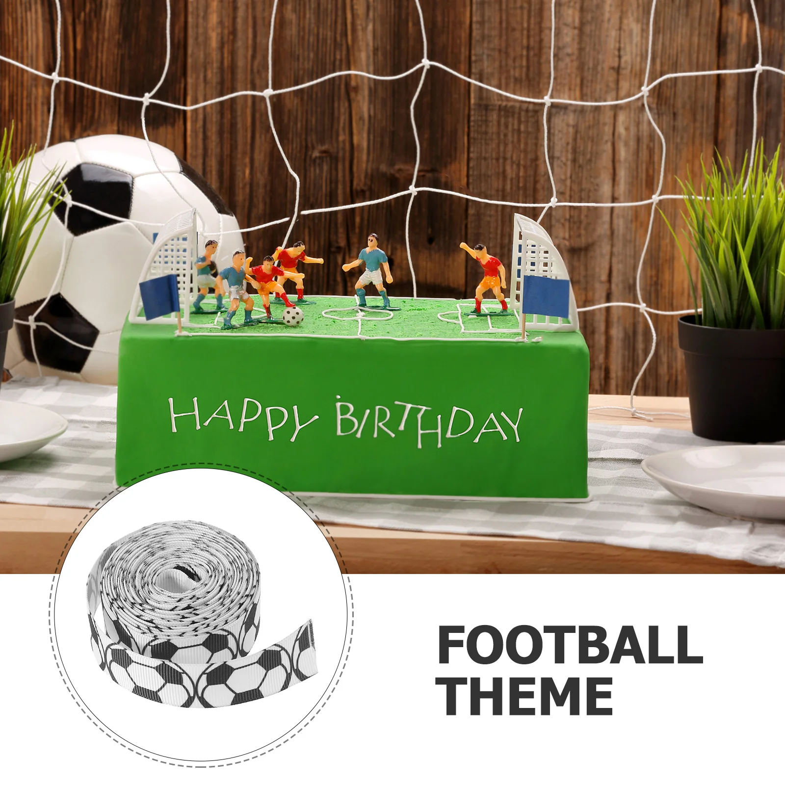 

1 Roll Football Ribbon Exquisite Cloth Gift Wrapping Ribbon for Gift Box Cake Bouquet Party Decoration Craft DIY