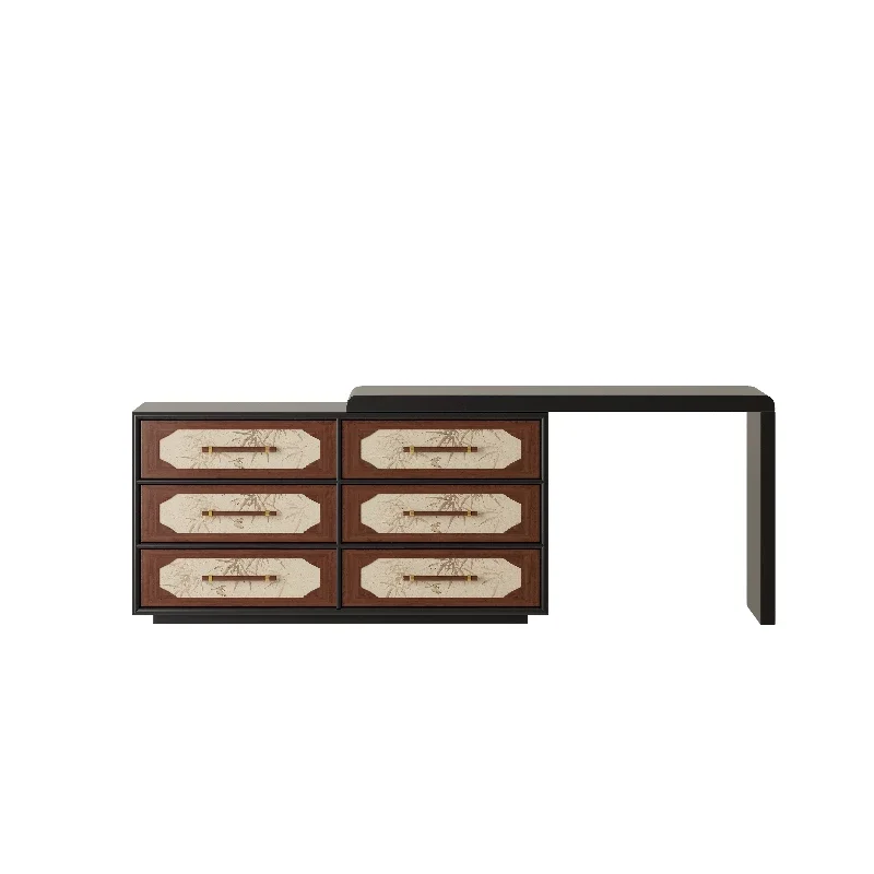 

Medieval dresser master design bamboo leaf element makeup table household bedroom bedside senior dressing table