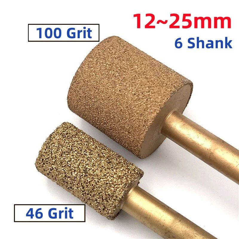 

46/100 Grit Coated Cylinder Grinding 6mm Shank Burr Polish Bit Jade Carving Tools
