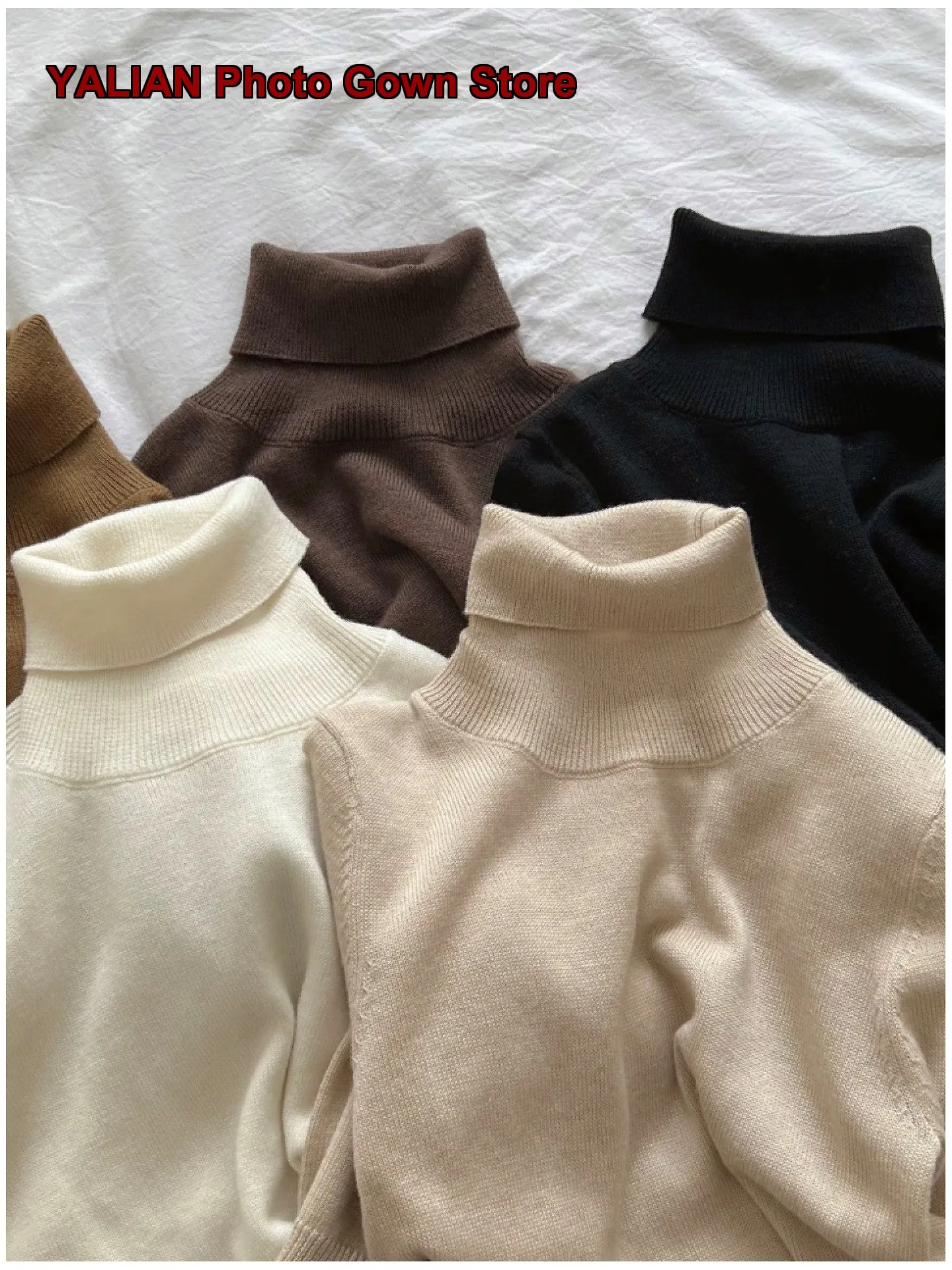 Kids Turtleneck Sweater Boys Girls Autumn Winter Soft Knit Top Solid Color Base Layer Top Infants Toddlers High Neck Older Kids
