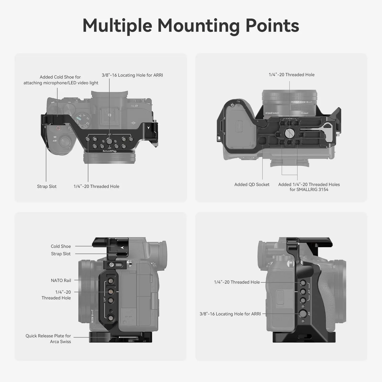 SmallRig A7m4 A7 IV Full DSLR Camera Cage for Sony Alpha a7iv A7 IV / Alpha 7S III Advanced Cage Kit L-Bracket Baseplate -3667B