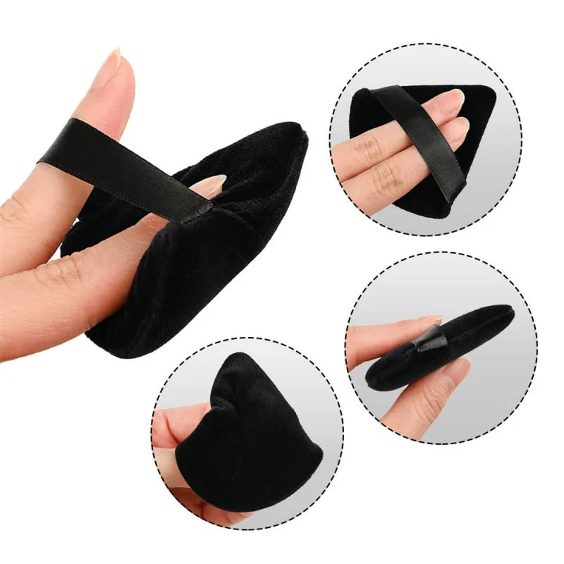 5-100 個黒三角形パウダーパフソフトベルベット化粧品パフフェイシャルメイクスポンジファンデーションルースパウダーメイクアップツール