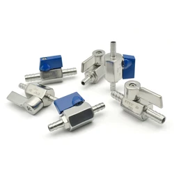 304 Stainless Steel MINI Ball Valve 7mm -25mm Hose Barb Self-made 2 Air, Water And Oil Hoses, Tube Skin Connector Micro-valve