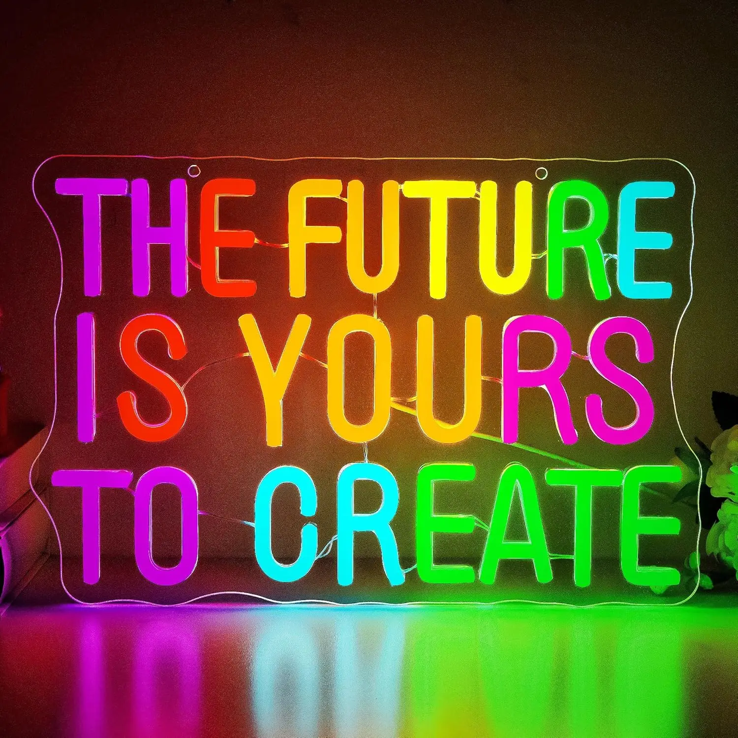 

"The Future Is Yours to Create" Neon Sign USB Inspirational Slogan LED Neon Light for Classroom Library Bedroom Decoration Gift