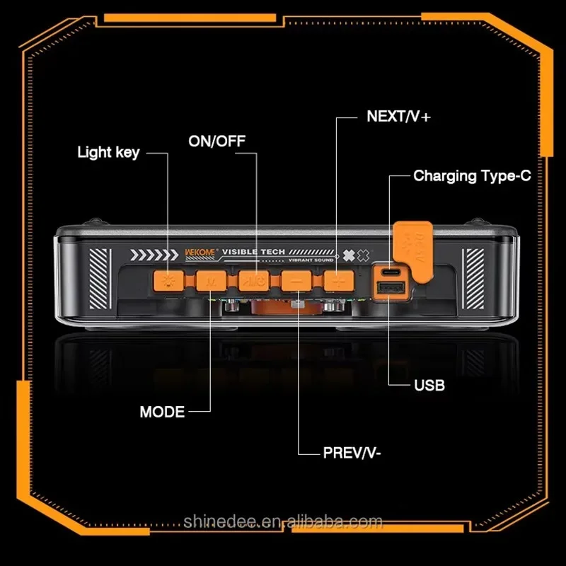Cyberpunk-Mecha Musical Box, Smart Super Bass, Alto-falantes para jogos, Portátil, Sem fio, Double Horn, Subwoofer, TWS, Novo