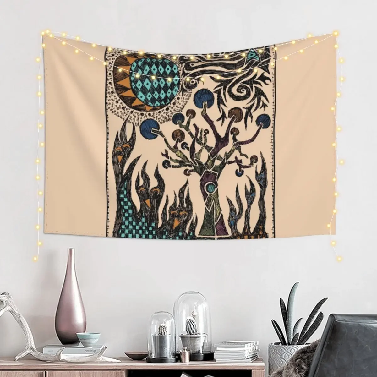 Burning Backyard Tapestry Home Decorations Wall Decoration Items Decoration For Bedroom Tapestry