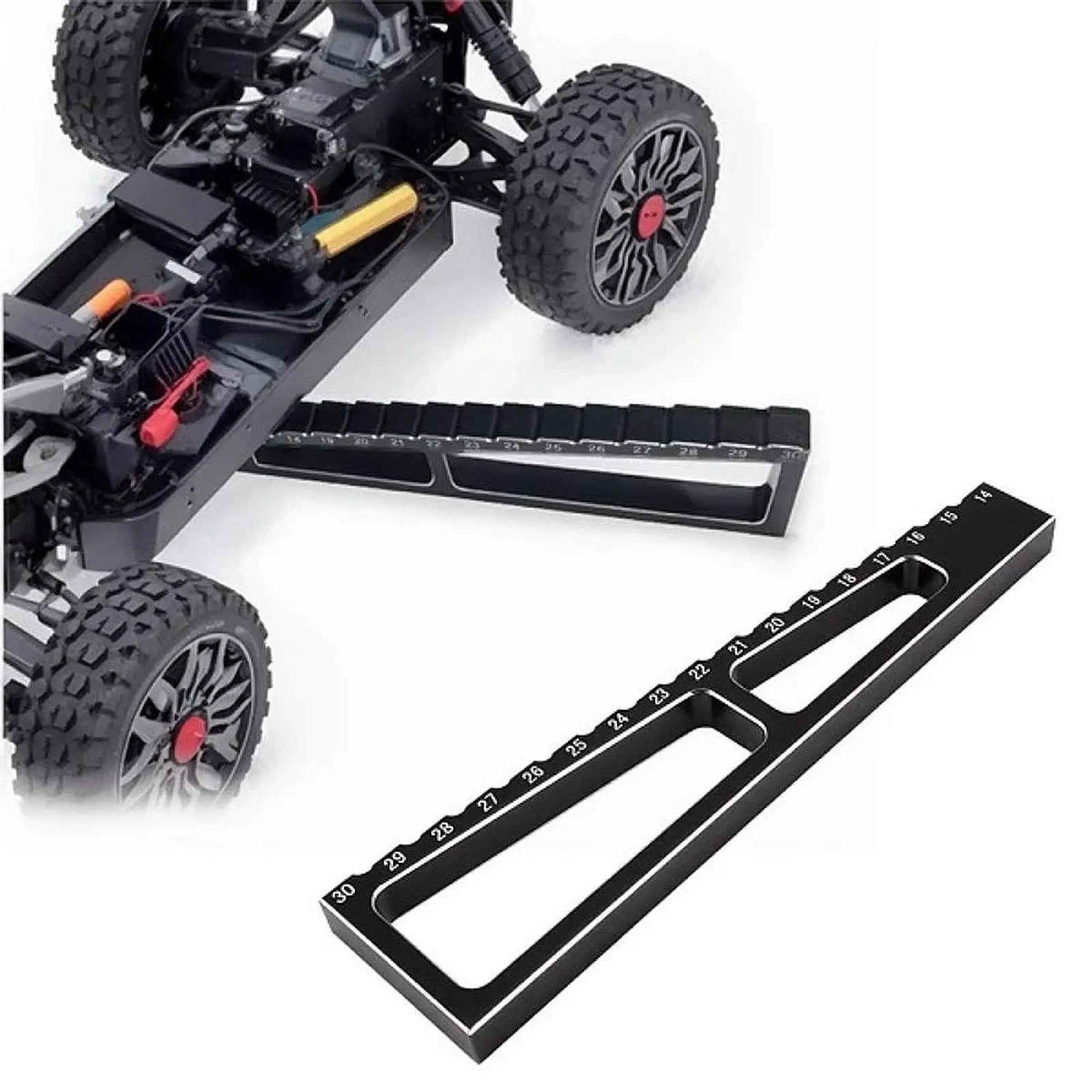 Medidor de altura de paseo de coche RC, modelo de indicador de caída de chasis de coche, escala transparente, regla de altura RC portátil ergonómica de 14-30mm para 1/8