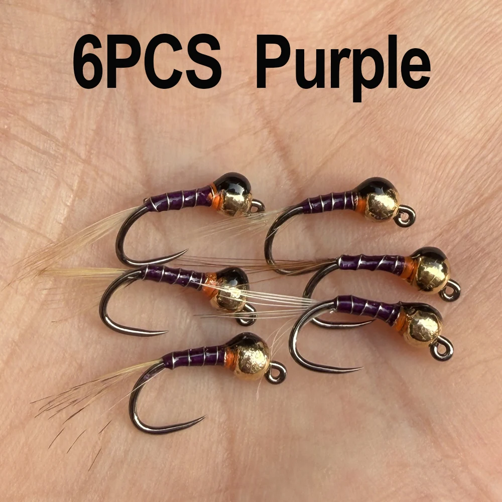 6 of 10 stuks # 14 Barbless Fast Sinking Jig Nymph Fly Epoxy Pheasant Tail Wet Euro Fly Perdigon Nymph Forelvissen Lokmiddelen