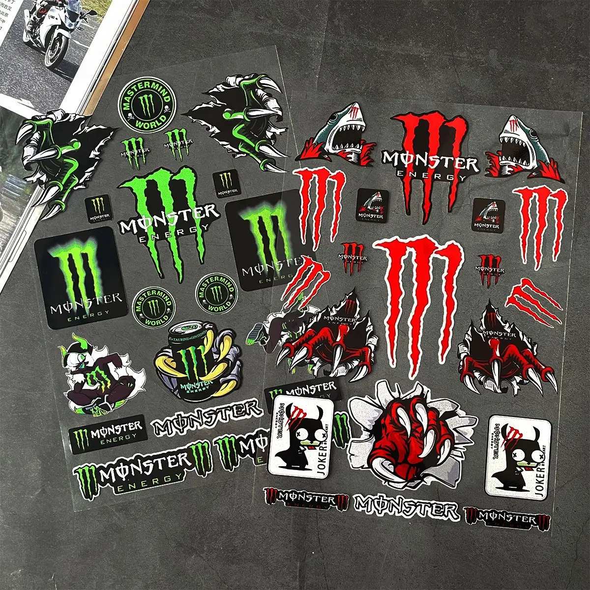 New Monster Energy Reflective Sticker Suitable for Motorcycle Modification Decals Racing Helmet Waterproof Decorative Sticker