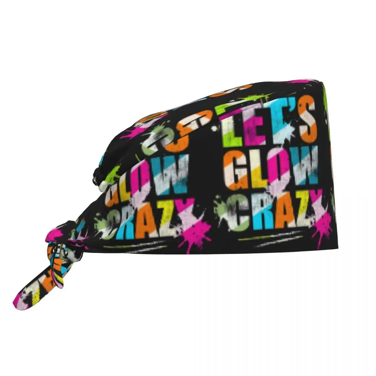 Let's Glow Crazy Neon Party Light Rave Scrub Hat Arzt-Arbeitskappe Unisex Verstellbare Pflegekappe für Zahnärzte