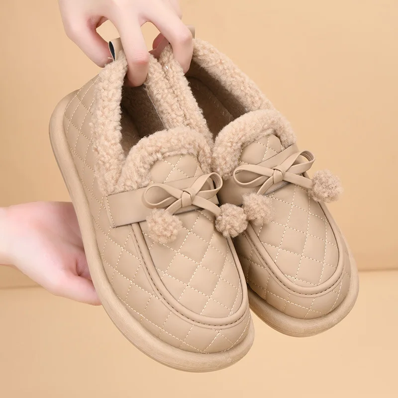 

Ladies Loafers Winter Plush Warm Flats Casual Shoes Indoor Outdoor Non Slip Soft-soled Women Cottom Shoes Postpartum Shoes Mujer