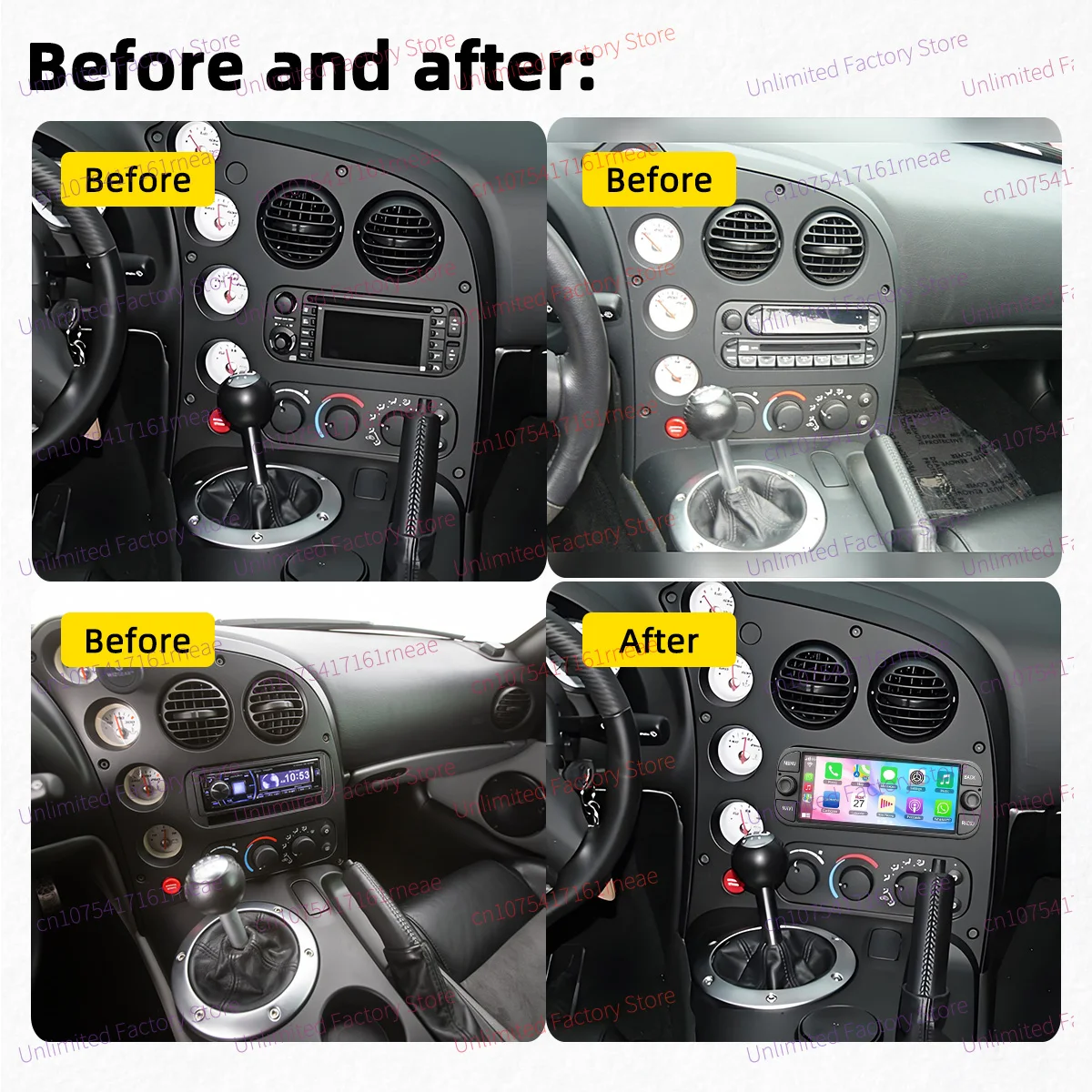 1 Din Radio GPS Android 13 Car Multimedia for Dodge Viper 2003-2010 6.86