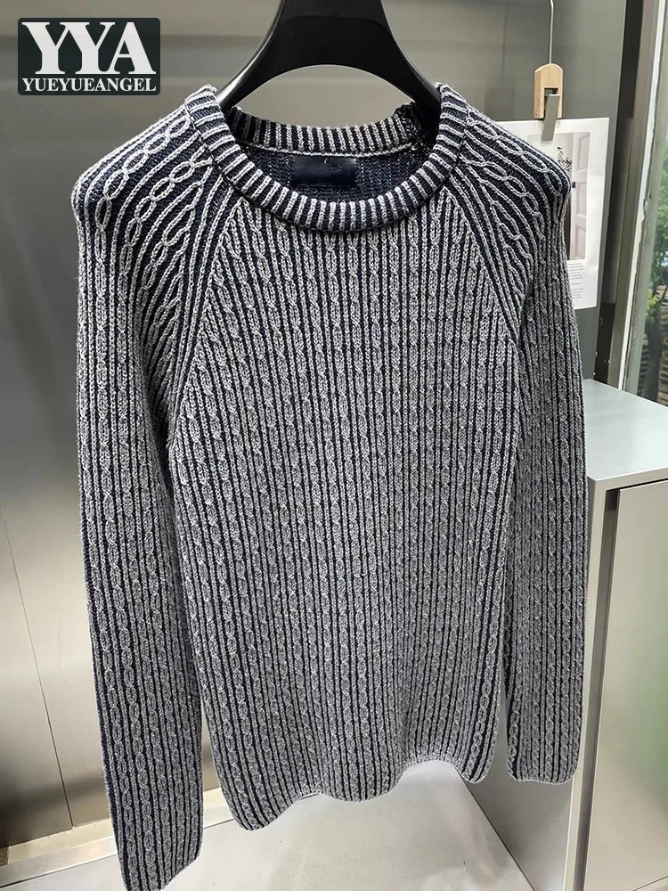 

Vintage Casual Mens Thick Knitting Pullover Top O-Neck Harajuku Slim Fit Sweater Long Sleeve Autumn Winter New Mens Sweaters