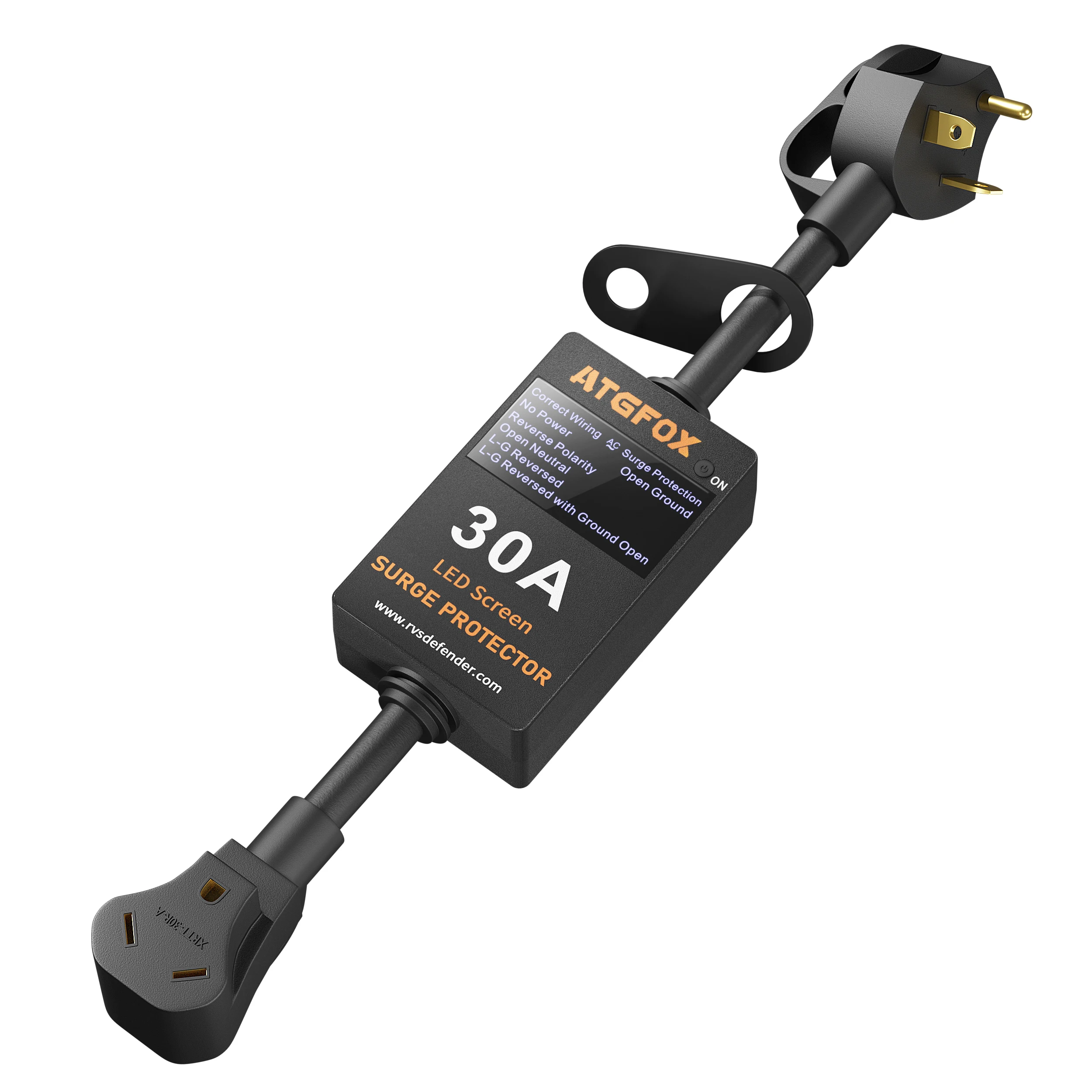 

ATGFOX RV 4100J Surge Protector 30amp Circuit Analyzer 3.55inch Smart LED Screen Surge Protection Devices With Waterproof Cover