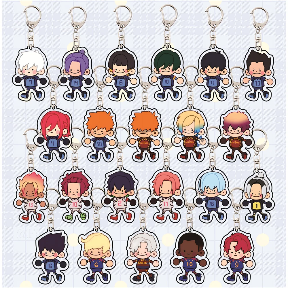 Blue Lock 6cm Simple Chibi Full Body Acrylic Keychain Anime Pendant Bag Charm Collectible Gift for Football Anime Fans