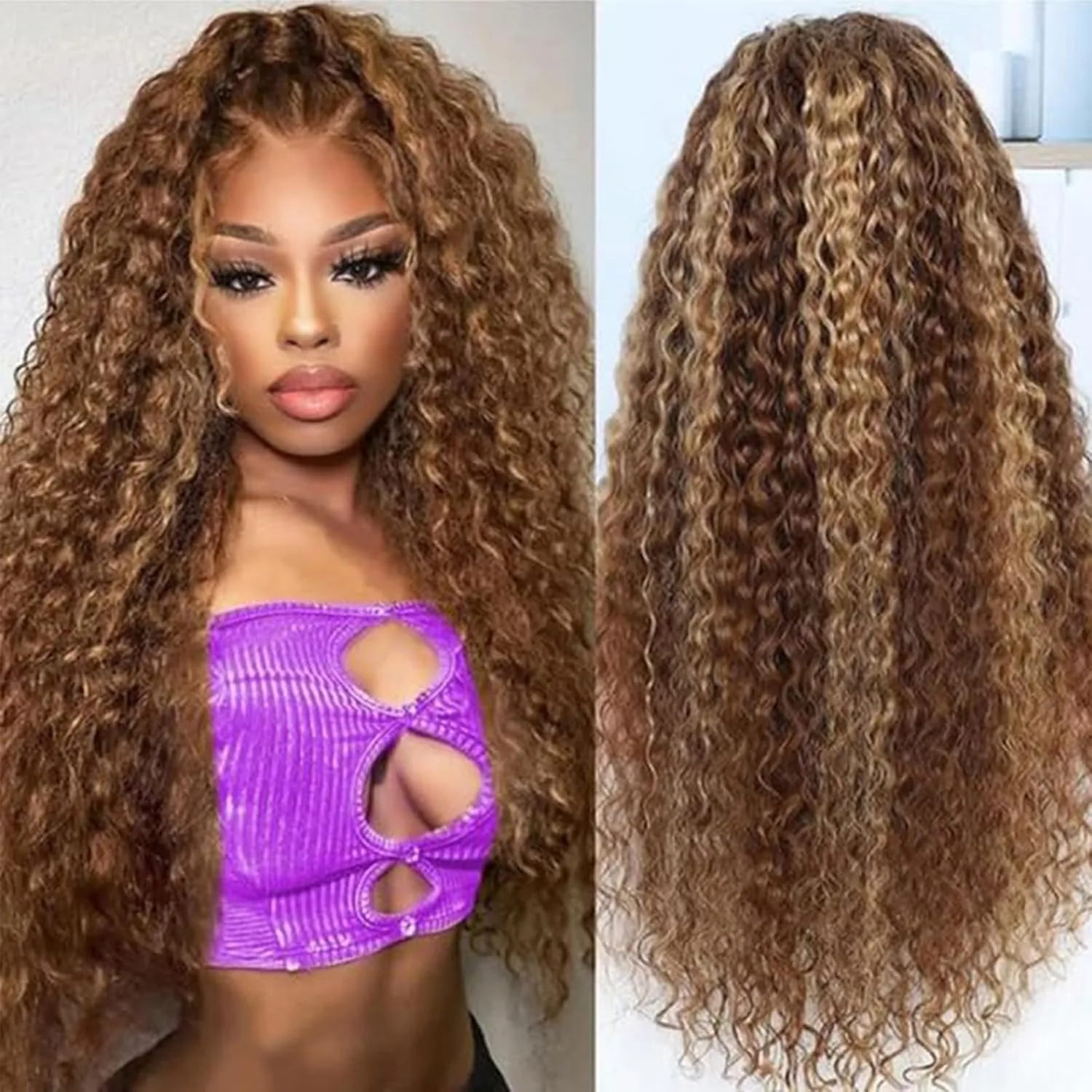 

Deep Wave Human Hair Wigs 30 36 42 Inch 427 Highlight 13x6 Hd Lace Frontal Wig Human Hair 200% Density Pre plucked Brazilian Wig