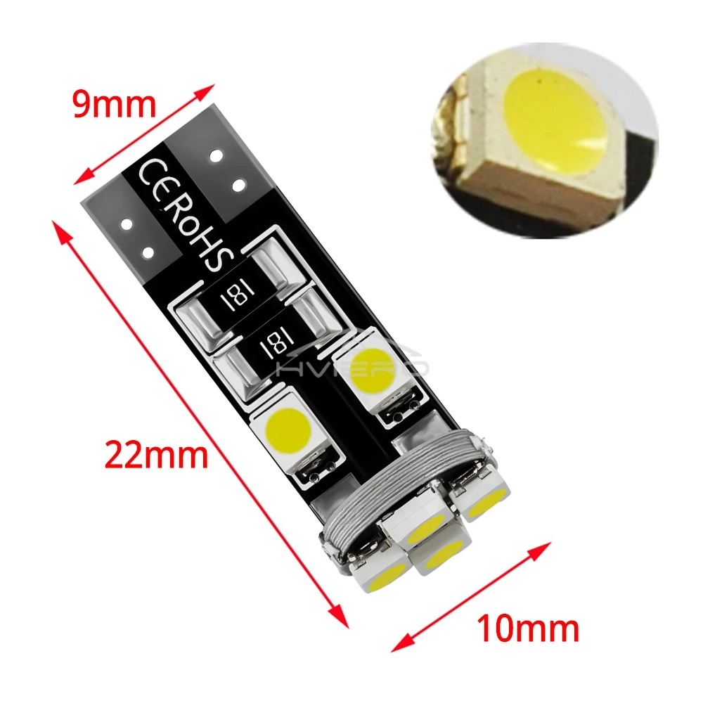 10PCS T10 Auto Led Light Interior Tail Bulb White DC 12V 3528 8SMD Backup Parking Lamp Dome Reading Reverse Superbright Lighting