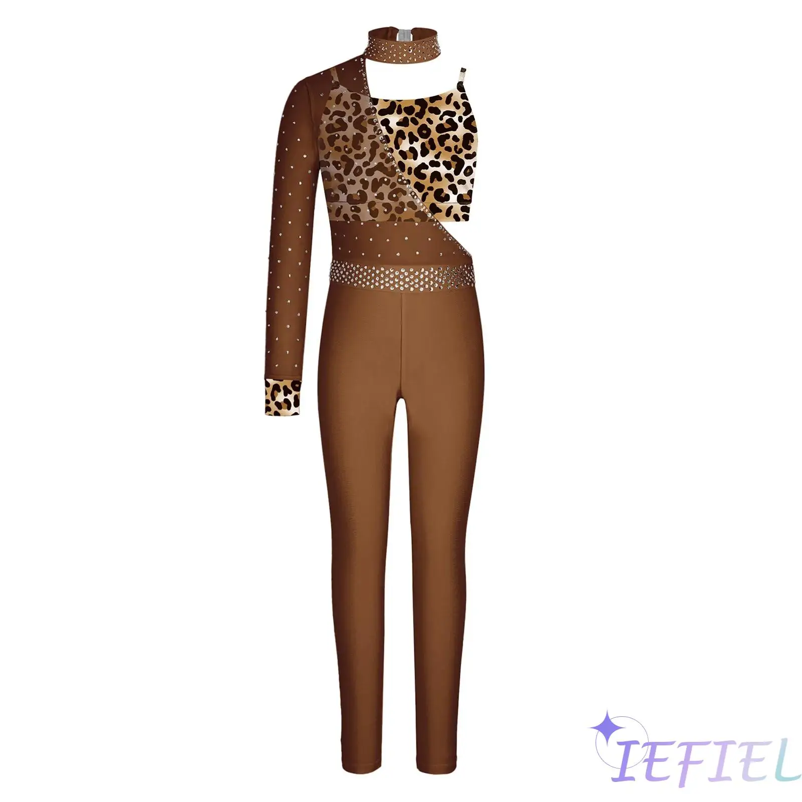 macacao-de-ginastica-e-danca-para-meninas-assimetrico-de-um-ombro-com-tela-de-malha-e-strass-brilhantes-e-top-estampado-com-alcas-finas