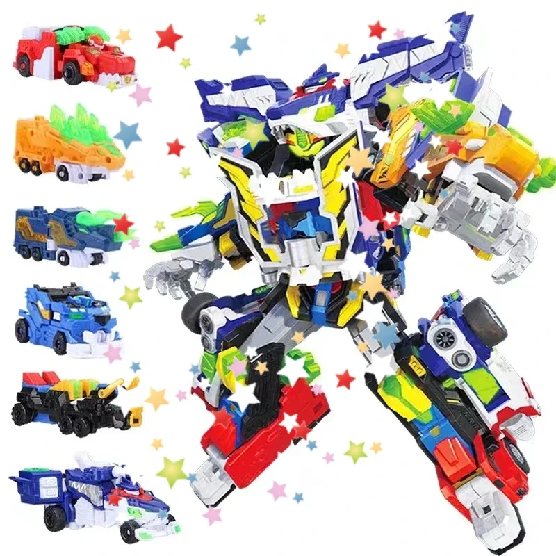 

MiniForce 6 in 1 V Rangers VOLT LEGEND KING V Transformation Robot Bot Model Mini Force Deformation Combiner Action Figure Toys
