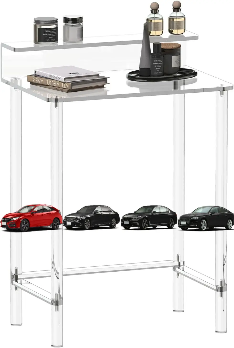 

Eglaf Acrylic Small Vanity Desk - 23.6'' L x 15.8'' W x 33.9'' H - Modern Makeup Vanity Table with Desktop Stand - Acrylic Makeu
