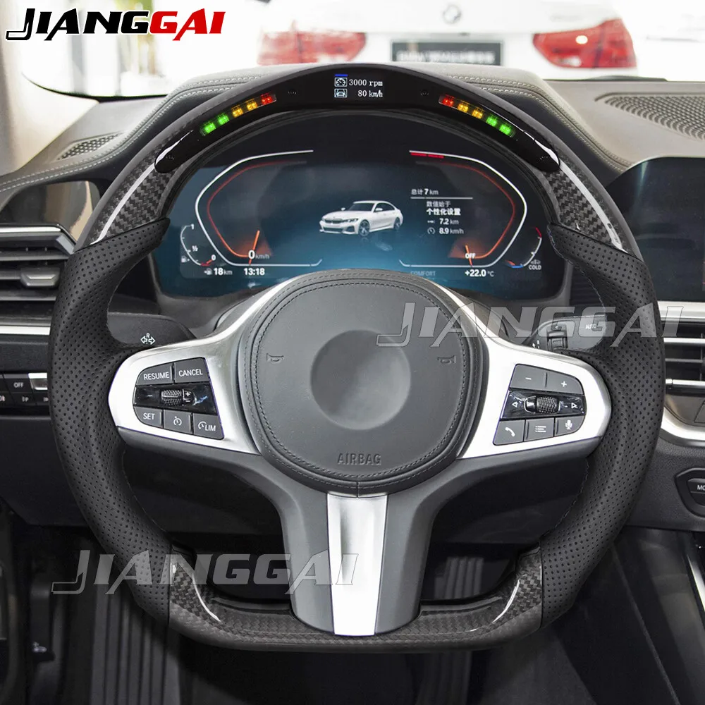 

Светодиодный руль из углеродного волокна для BMW G20 G28 G22 G30 F87 G80 F90 G11 G12 G01 G05 X3-X7 серии с аксессуарами для светодиодного дисплея