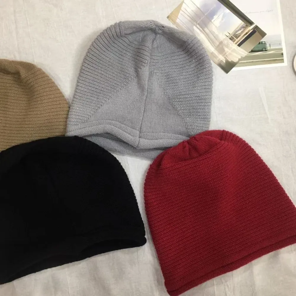 

Casual Warm Winter Knitted Hat Short Brim Soft Bonnet Windproof Thickened Ear Protection Hat Men Women