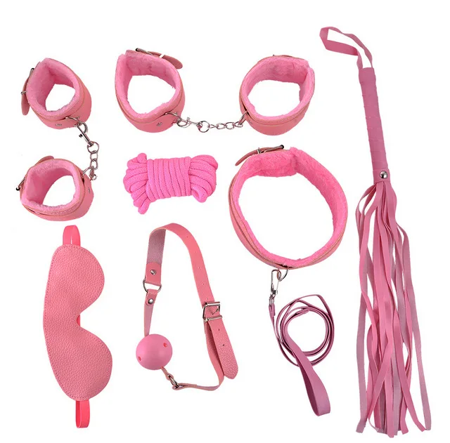 Sex Fun SM 7-pieces Set Plush Leather Adult Toys Bundled Bondage Alternative Couple Flirting Products Sex Toys