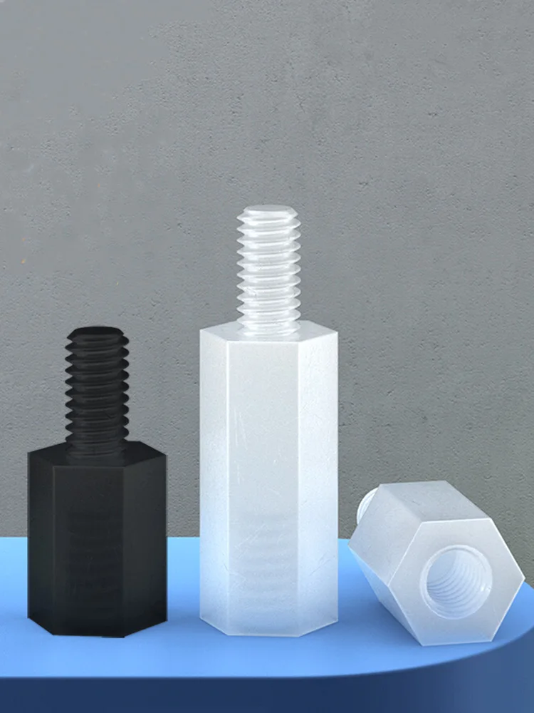M2-M5xLx6mm Insulated Plastic Spacer Bolt Black White Hex Nylon Standoff Spacer Screws Threaded Pillar PCB Motherboard Standoff