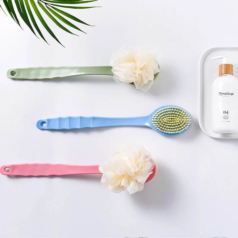 Long-handled Scrubbing Artifact Brush Bath Scrubbing Towel Household Bathroom Supplies Soft Hair Bathing Back Scrubbing Brush